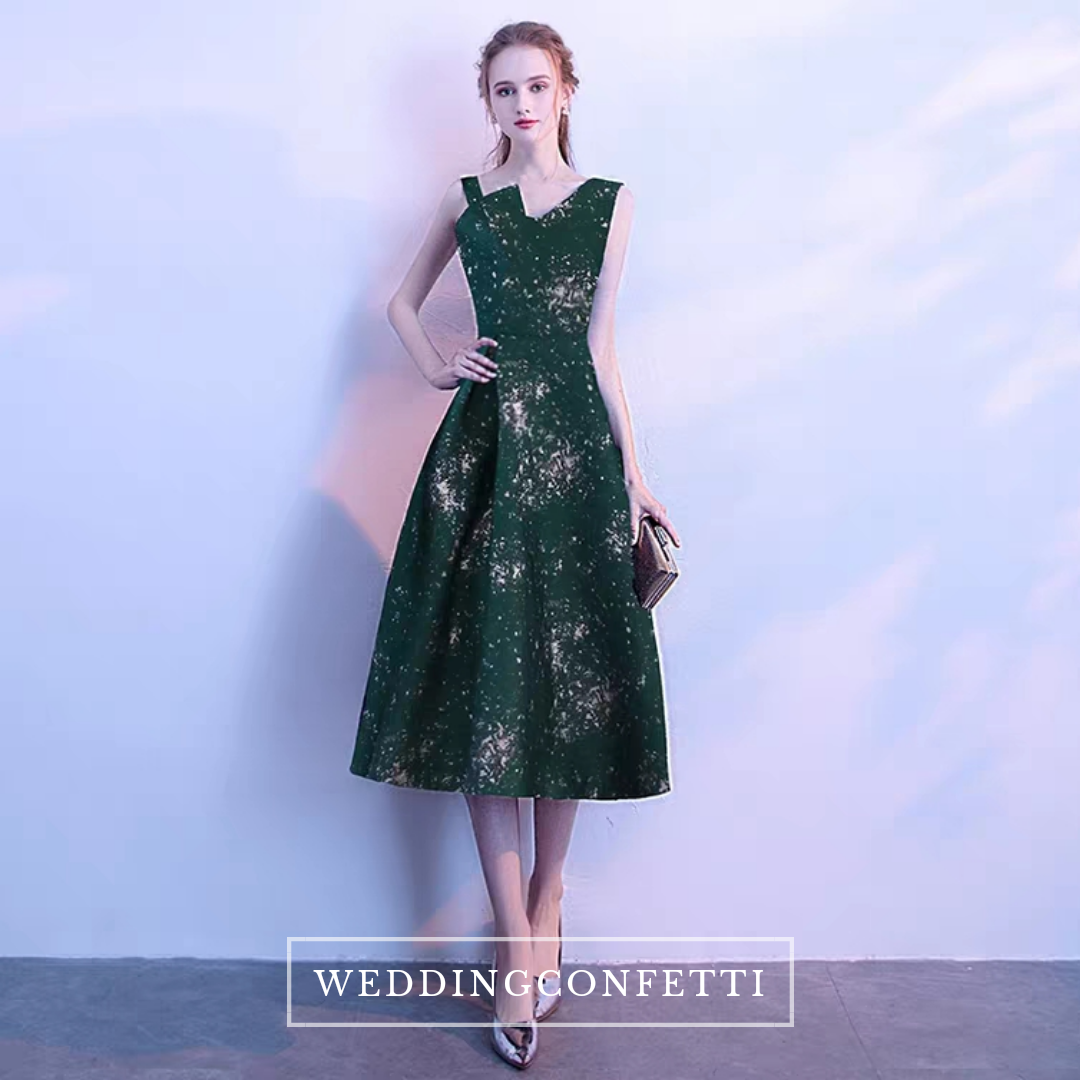 The Reneeta Blue / Green Toga Sleeveless Satin Dress