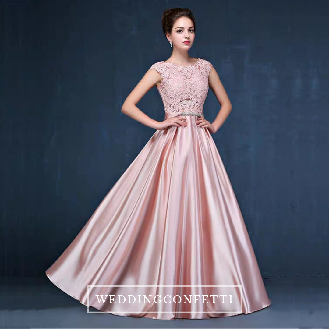 The Patrina Cap Sleeves Gold / Grey / Blue / Purple / Red / Pink Lace Gown Dress