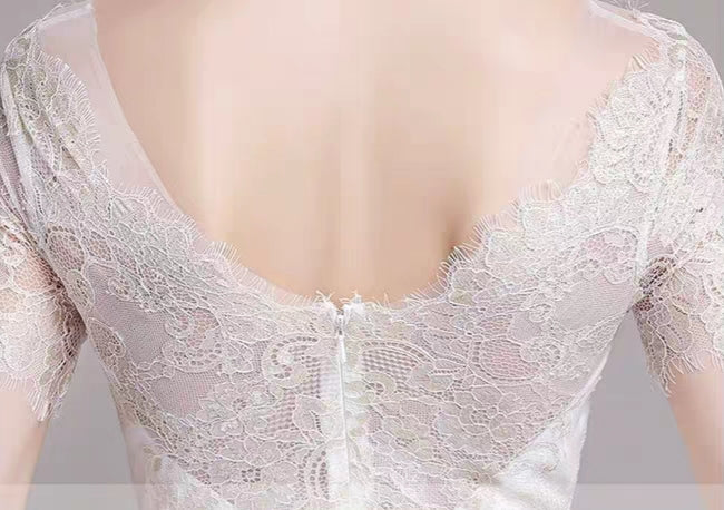 The Nikita Wedding Bridal Short Sleeve Lace Dress
