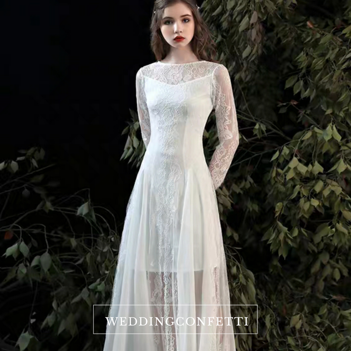 The Rafflyn Wedding Bridal Long Sleeves Dress (With detachable tulle skirt)