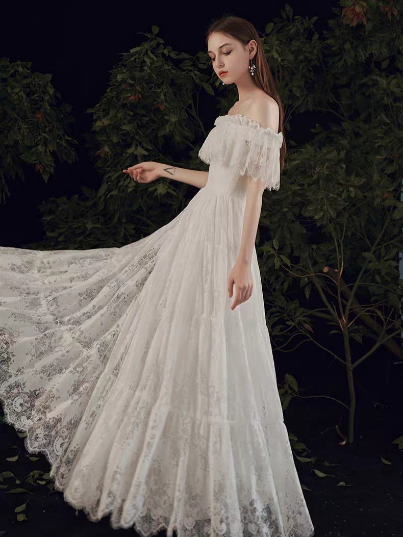 The Rosalind Wedding Bridal Off Shoulder Off White Gown