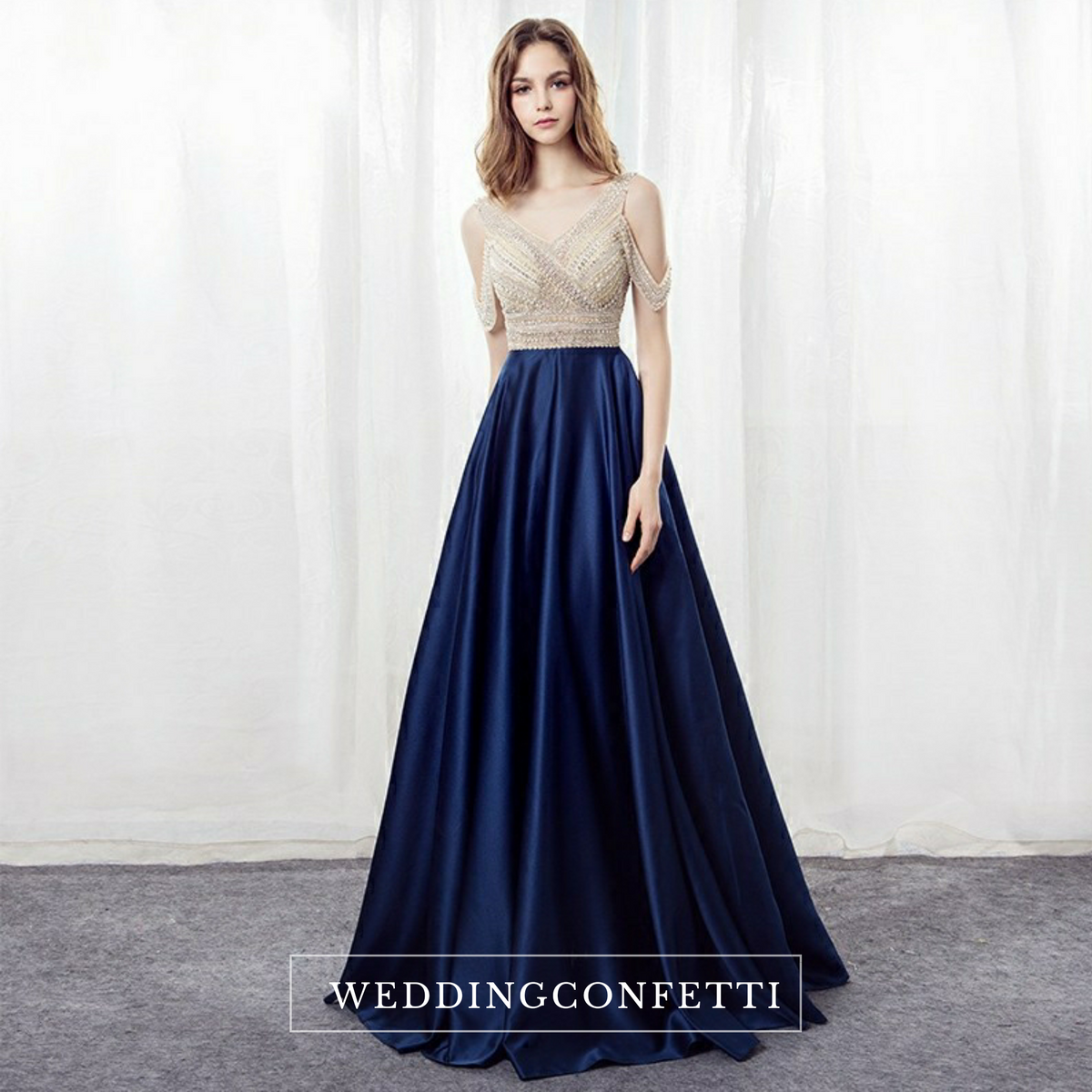 The Shelby Blue Off Shoulder Gown (Available in 2 colours)