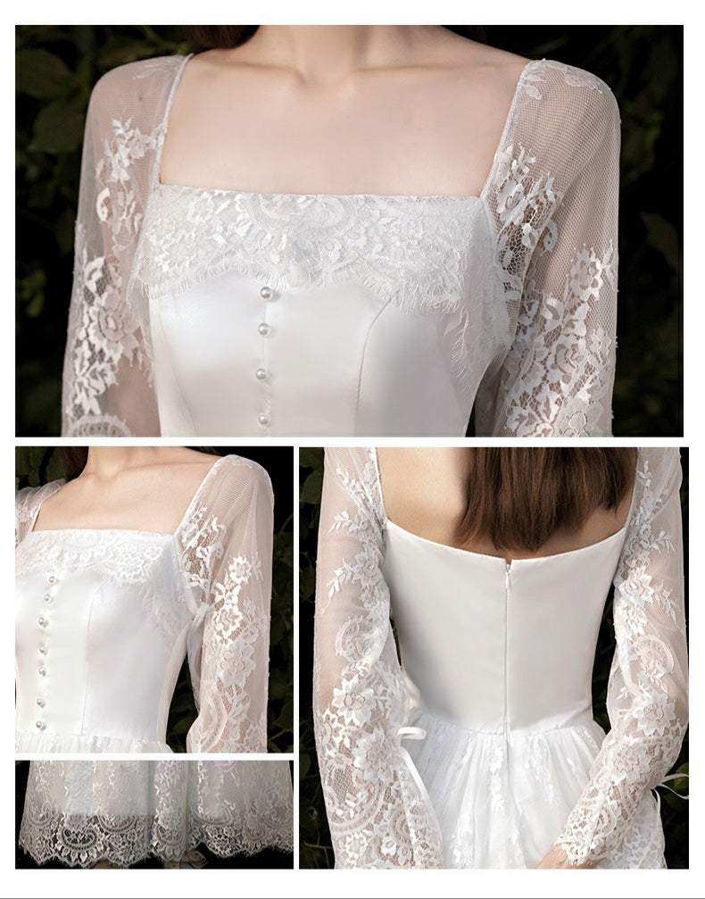 The Polliana Wedding Bridal Illusion Sleeves Gown