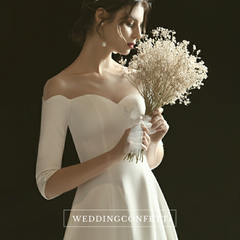 The Penelope Wedding Bridal Scalloped Hemline Off Shoulder Gown