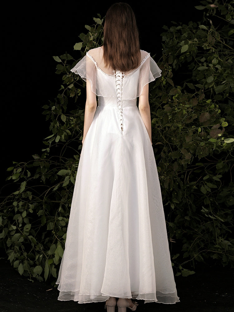 The Perla Wedding Bridal Cap Sleeves Gown