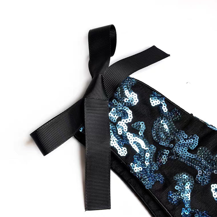 The Makayla Sequined Blue Sleeveless Gown