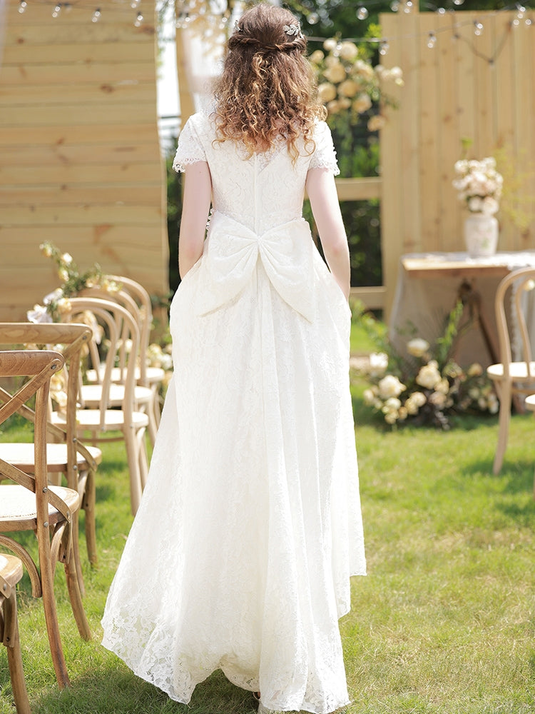 The Lorraine Wedding Bridal Short Sleeves Gown