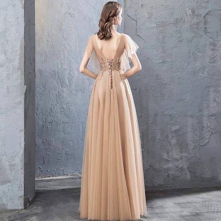 The Charlene Champagne Tulle Gown