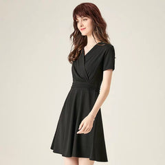 The Vanesse Black Short Sleeves Dress