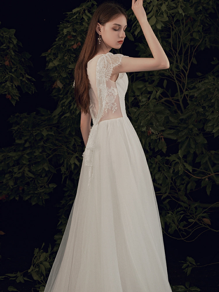 The Paisleigh Wedding Bridal Cap Sleeves Gown