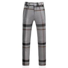 Orlando Men's Checkered Groom Grey Suit Jacket, Vest and Pants (3 Piece)