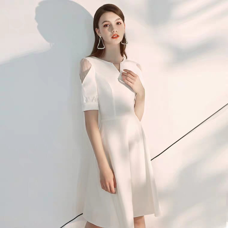 The Brooklyn White Short Sleeves Dress
