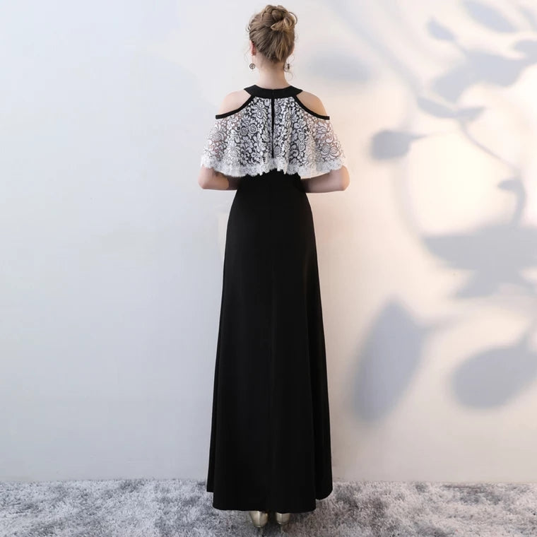 The Lorde Lace Off Shoulder / Halter Black Dress