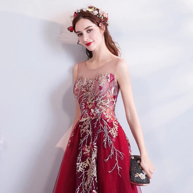 The Raureni Red Sleeveless Gown