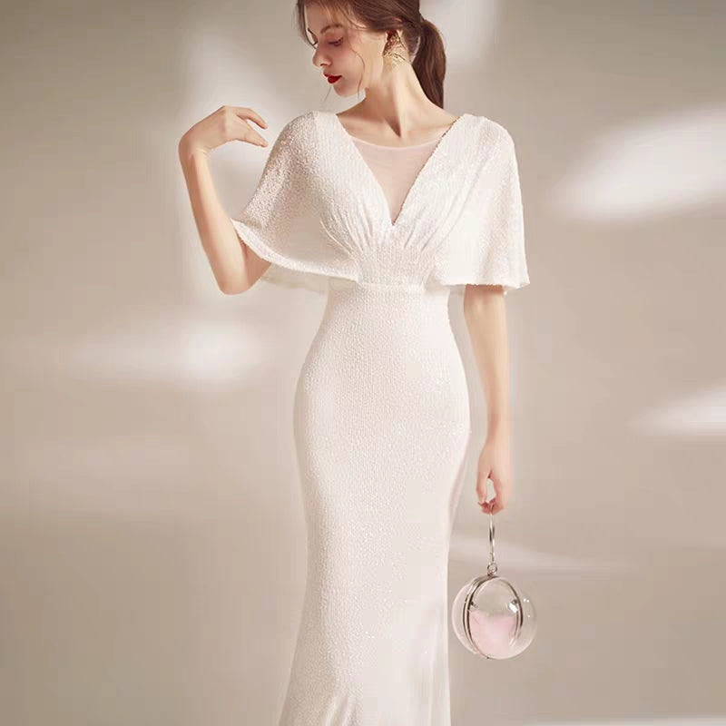 The Serena Off White Flare Sleeves Gown