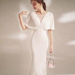 The Serena Off White Flare Sleeves Gown