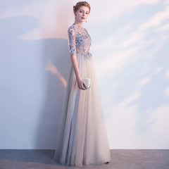 Sarah Grey Long Sleeves Gown