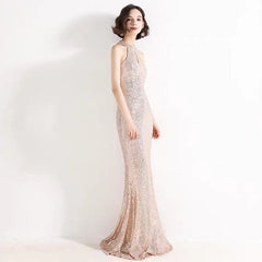 The Lilian Wine Red Sequined Halter Gown (Available in 2 colours)
