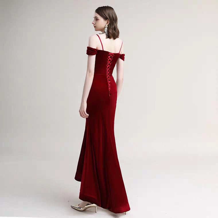 The Radienne Red Off Shoulder Gown