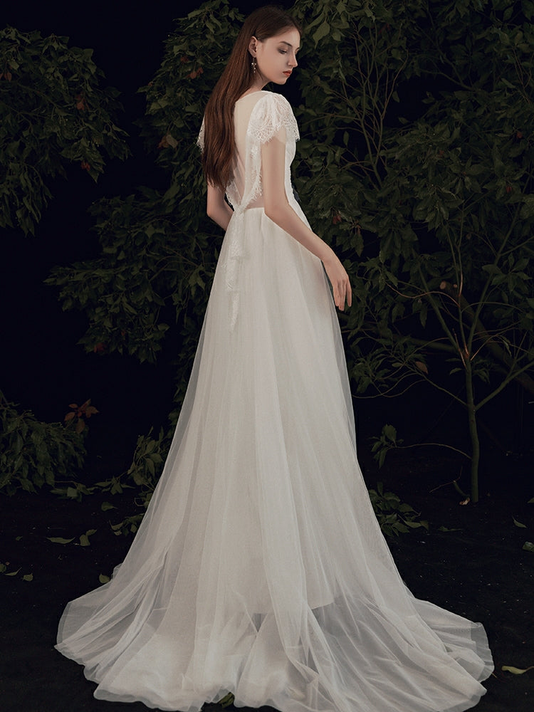 The Paisleigh Wedding Bridal Cap Sleeves Gown