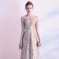 The Belle Long Sleeves Gold Gown