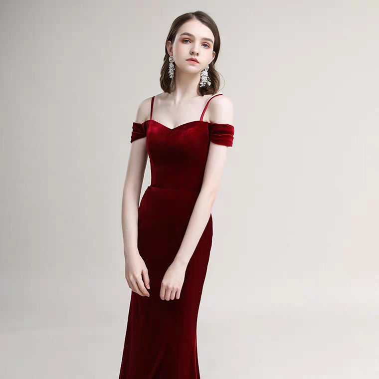 The Radienne Red Off Shoulder Gown