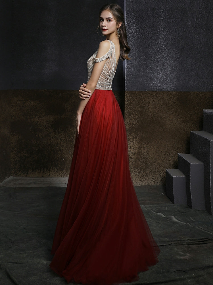 The Shelby Red Off Shoulder Gown (Available in 2 colours)