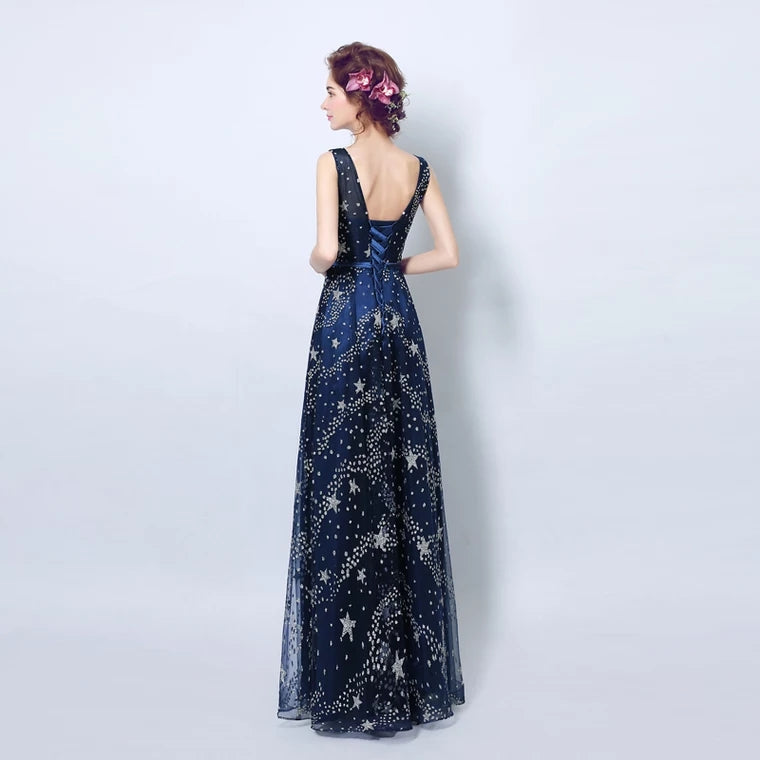 The Cassiopeia Blue Stars Sleeveless Gown