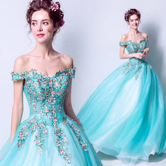 The Rynbitha Off Shoulder Tiffany Green Gown