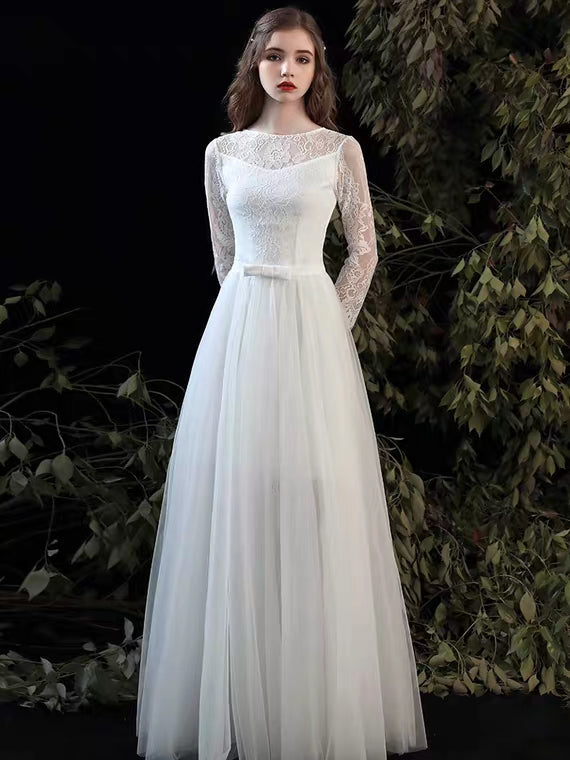 The Rafflyn Wedding Bridal Long Sleeves Dress (With detachable tulle skirt)
