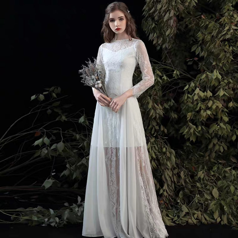 The Rafflyn Wedding Bridal Long Sleeves Dress (With detachable tulle skirt)