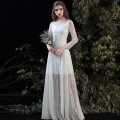 The Rafflyn Wedding Bridal Long Sleeves Dress (With detachable tulle skirt)