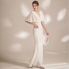 The Serena Off White Flare Sleeves Gown