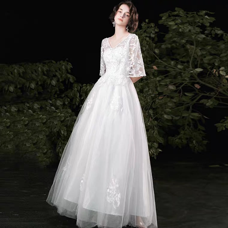 The Russel Wedding Bridal Flare Sleeves Lace Gown
