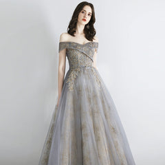 The Ursula Off Shoulder Grey / Red Gown