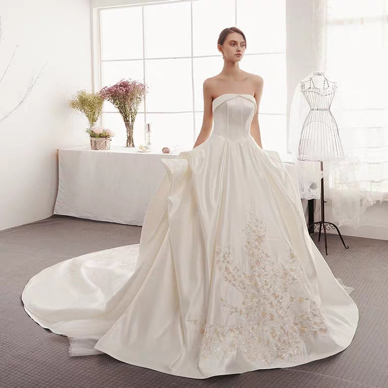 The Izzey Wedding Bridal Satin Tube Gown