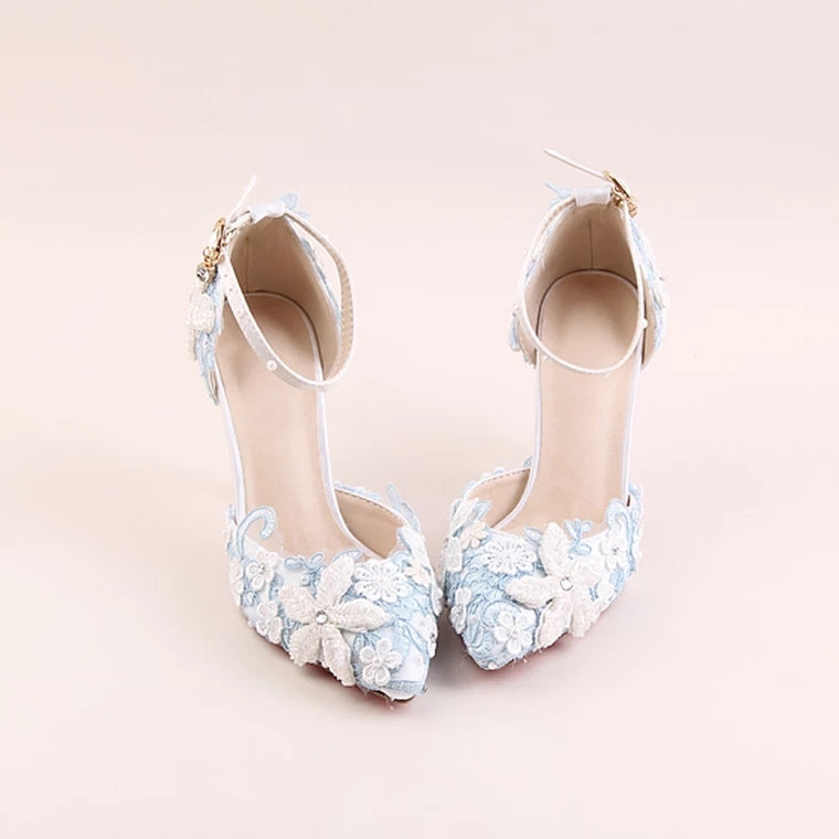 The Lovelle Wedding Bridal Blue Floral Heels