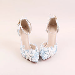 The Lovelle Wedding Bridal Blue Floral Heels