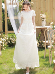 The Lorraine Wedding Bridal Short Sleeves Gown