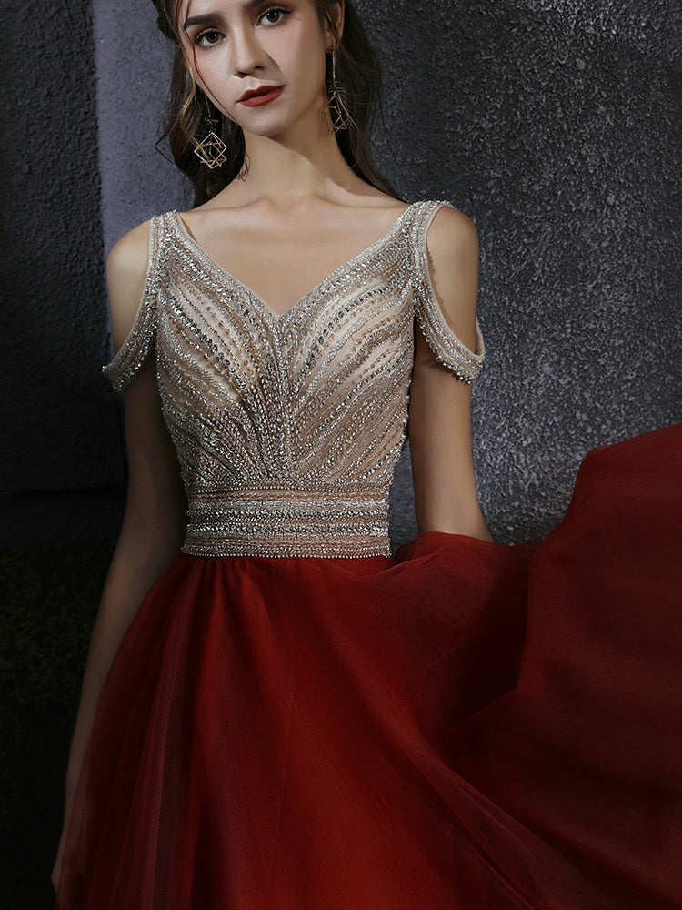 The Shelby Red Off Shoulder Gown (Available in 2 colours)