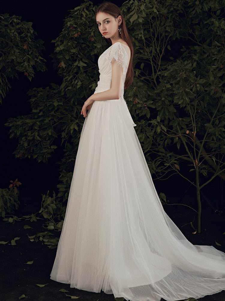 The Paisleigh Wedding Bridal Cap Sleeves Gown