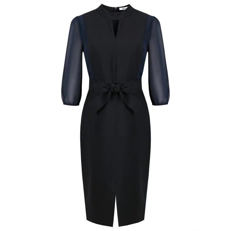 The Nora High Cut Out Collar Short Navy Blue Dress