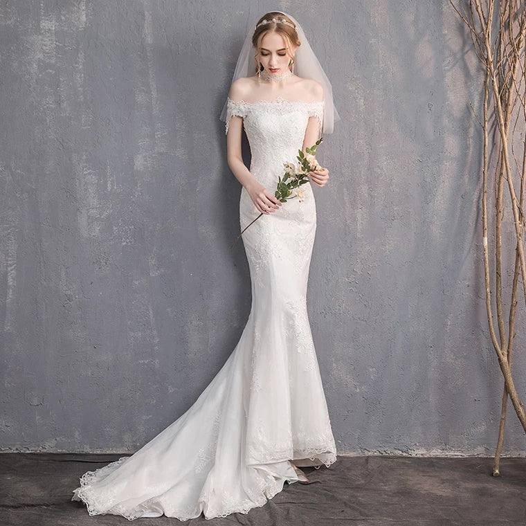 The Renalyda Wedding Bridal Lace Off Shoulder Gown (Available in 2 Styles)