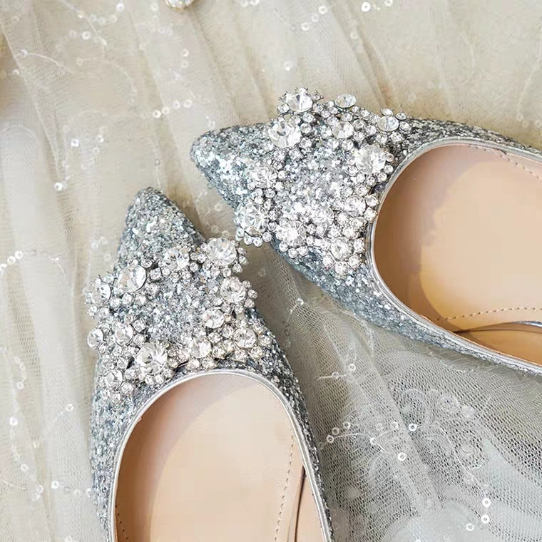 The Pentunia Wedding Bridal Crystal Flats (Available in 2 colours)