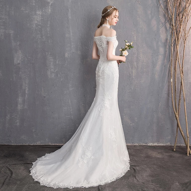 The Renalyda Wedding Bridal Lace Off Shoulder Gown (Available in 2 Styles)