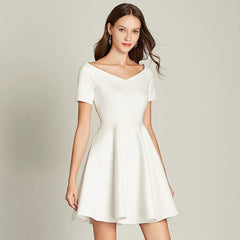 The Vichy Off White Off Shoulder Short Dress