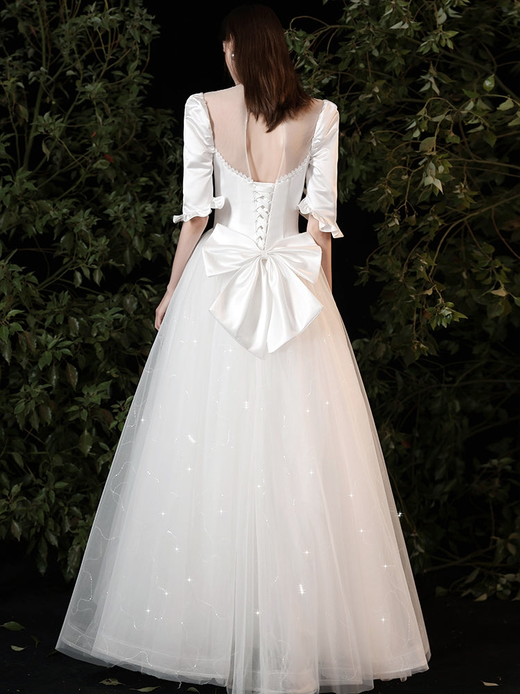The Agatha Wedding Bridal Mid Sleeves Gown