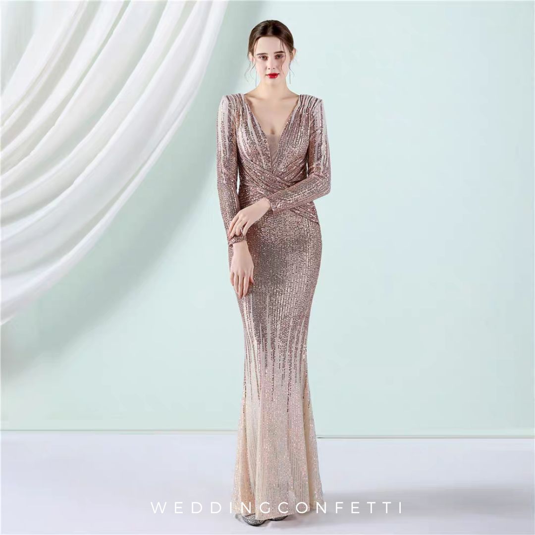 The Pandora Red/ Champagne Gold/Blue/Green/Black Long Sleeves Glitter Dress (Available in 5 colours)