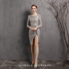 The Regine Long Sleeves Sequined Toga Short Dress (Available in 5 Colours)