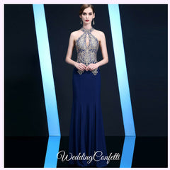 The Esmeralda Wedding Bridal Halter Gold / Red / Blue Dress / Gown
